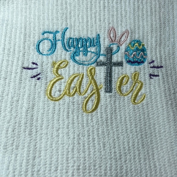 Happy Easter Embroidered Kitchen Towel. Embroidered by me. - Picture 2 of 4